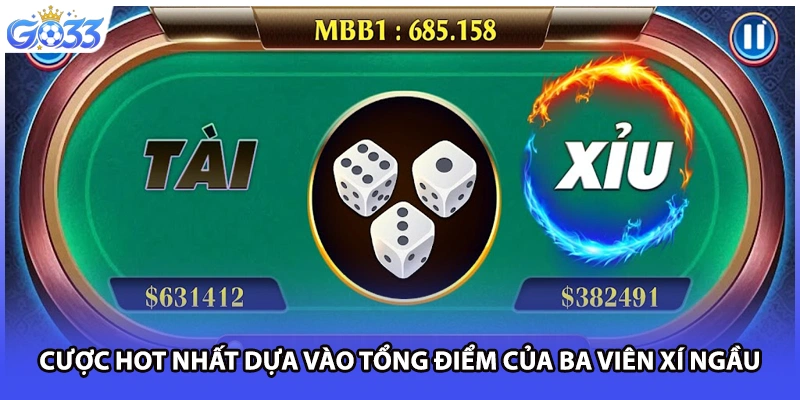 Cược hot nhất dựa vào tổng điểm của ba viên xí ngầu